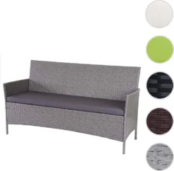 3-Sitzer Poly-Rattan Gartenbank Halden, Sitzbank Grau, Kissen Anthrazit -Stil Beet Verkaufsgeschäft cb189df31f4424fce1b46bb451bf7378
