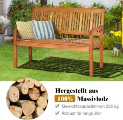 COSTWAY Gartenbank Holz Parkbank, Massive Holzbank Bie 320kg Belastbar, Gartenmöbel Sitzbank Für Terrasse, Balkon, Garten 126x63x91cm -Stil Beet Verkaufsgeschäft cb22dd35e6029ff3fea7cfad95867645