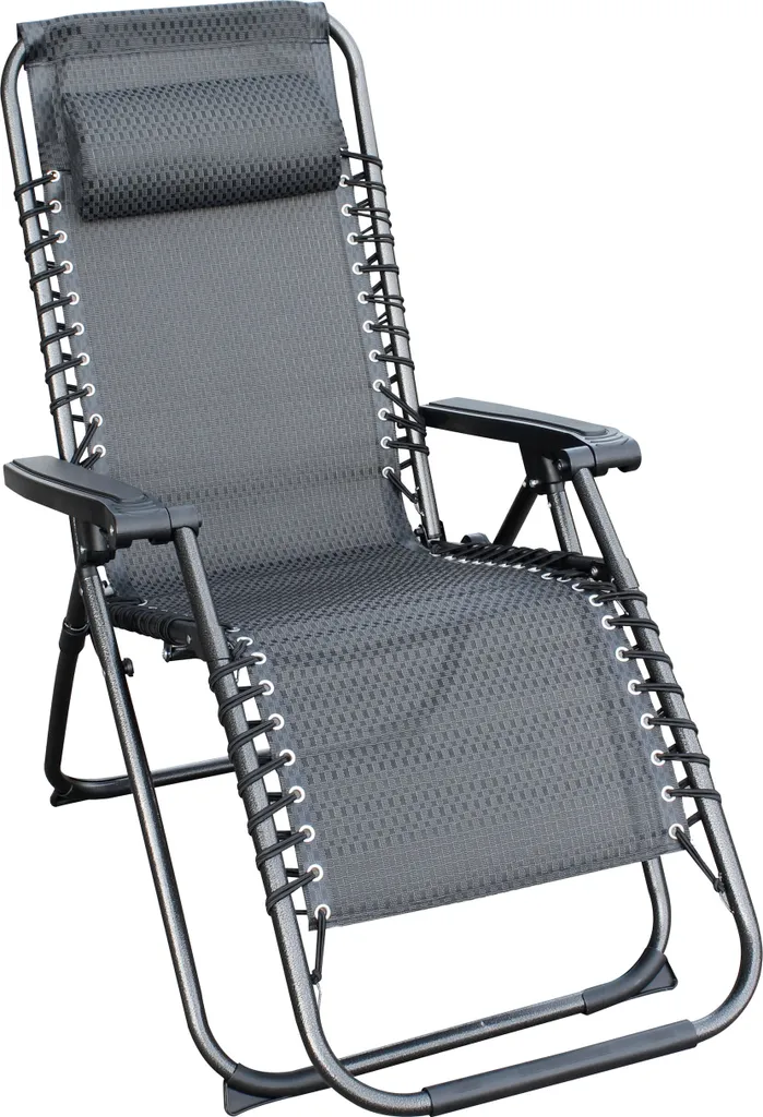 Relax Sessel Mit Kopfkissen - 175cm / Grau - Verstellbarer Garten Sonnen Liege Stuhl 1 Relax Sessel Mit Kopfkissen - 175cm / Grau - Verstellbarer Garten Sonnen Liege Stuhl