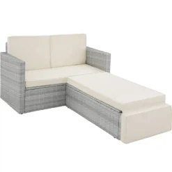 Tectake Rattan Lounge Korfu - Hellgrau -Stil Beet Verkaufsgeschäft cb8b40ab99abad930cd53b6ffbe7a8ec