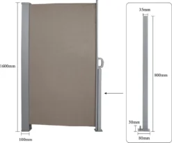 EINFEBEN Seitenmarkise Markisen Ausziehbar 160x300cm Alu Sichtschutz Windschutz Sonnenschutz Seitenrollo Braun -Stil Beet Verkaufsgeschäft cbb7def4ce31bfc193e56dc2fd9cce52