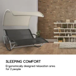 Blumfeldt The Big Easy Ergonomische Schaukelliege - Schwingliege , Gartenliege , Liegefläche Für 2 Personen , Wasserdichtes, Abnehmbares Dach , Stahl-Rahmen , Drinnen/Draußen , Wetterfest , Silber -Stil Beet Verkaufsgeschäft cc5226b0a3d7c41263573fbc3e2b3b53