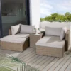 Outdoor Garten Lounge Set XXL MODULAR Natur Polyrattan Sitzgruppe Inklusive Kissen