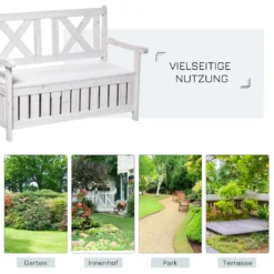 Outsunny Sitzbank Mit Stauraum 2-Sitzer Gartentruhe Truhenbank Kissentruhe Aufbewahrung Weiß 115 X 61 X 85 Cm -Stil Beet Verkaufsgeschäft cd1e1993edef802a5cd6f407af9e1d5f