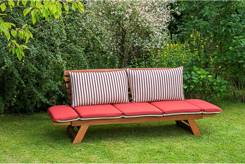 Merxx Gartenbank Mit Sitzkissen Eukalyptus Natur, Rot, Creme 62,5 Cm X 202 Cm X 77 Cm 9 Merxx Gartenbank Mit Sitzkissen Eukalyptus Natur, Rot, Creme 62,5 Cm X 202 Cm X 77 Cm – Bild 9