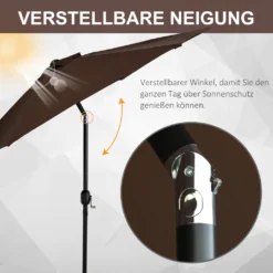 Outsunny Knickschirm Sonnenschirm Gartenschirm Marktschirm Mit Handkurbel Alu 180/㎡ Polyester Braun ∅2,7 X 2,35 M -Stil Beet Verkaufsgeschäft cd734c9895ef94456272814e26b42621