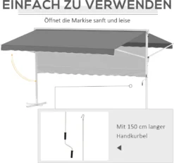 Outsunny Standmarkise Gartenmarkise Markise Mit Faltarm Kurbel Terrasse Grau 4,5x3,42m -Stil Beet Verkaufsgeschäft cddc35451acd6be143a8013f00ead2a2