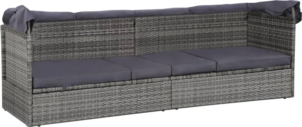 VidaXL Gartenbett Mit Baldachin Grau 205×62 Cm Poly Rattan 7 VidaXL Gartenbett Mit Baldachin Grau 205×62 Cm Poly Rattan - Image 7