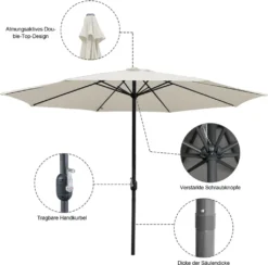 EINFEBEN 3.5m Sonnenschirm Marktschirm Mit Handkurbel UV40+ Outdoor-Schirm Terrassen Gartenschirm,Beige -Stil Beet Verkaufsgeschäft cece28eebda586b1f422de7b1ee47621