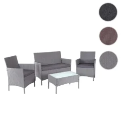 Poly-Rattan Garten-Garnitur HWC-D82, Sitzgruppe Lounge-Set Grau Mit Kissen Anthrazit -Stil Beet Verkaufsgeschäft d004b1587ca66190d05130329c01d074