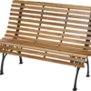 Gartenbank HWC-F97, Sitzbank Parkbank Holzbank, 3-Sitzer Gusseisen Holz 160cm 26kg Hellbraun