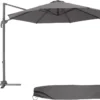 Tectake Sonnenschirm Ampelschirm Ø 300cm Mit Fußpedal Und Schutzhülle - Grau