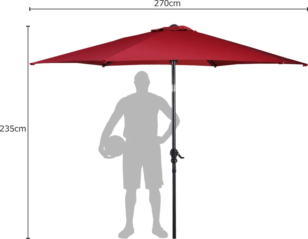 COSTWAY Ø270cm Sonnenschirm Sechseck Gartenschirm Marktschirm Terrassenschirm Strandschirm Ampelschirm Kurbelschirm Weinrot 5 COSTWAY Ø270cm Sonnenschirm Sechseck Gartenschirm Marktschirm Terrassenschirm Strandschirm Ampelschirm Kurbelschirm Weinrot - Image 5