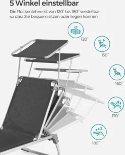 SONGMICS Sonnenliege, Klappbarer Liegestuhl, 193 X 55 X 31 Cm, Max. Belastbarkeit 150 Kg, Mit Sonnenschutz, Verstellbare Rückenlehne, Für Terrasse Pool Garten, Rauchgrau GCB19GYV1 12 SONGMICS Sonnenliege, Klappbarer Liegestuhl, 193 X 55 X 31 Cm, Max. Belastbarkeit 150 Kg, Mit Sonnenschutz, Verstellbare Rückenlehne, Für Terrasse Pool Garten, Rauchgrau GCB19GYV1 -Stil Beet Verkaufsgeschäft d159b3beaef9e3ef128496d8190adf8a