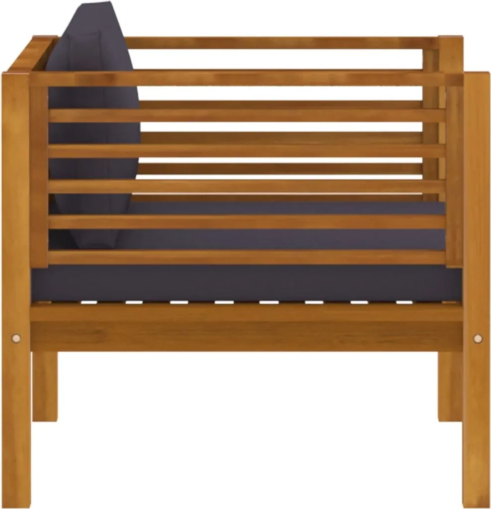 VidaXL Gartenstuhl Mit Dunkelgrauen Kissen Massivholz Akazie 4 VidaXL Gartenstuhl Mit Dunkelgrauen Kissen Massivholz Akazie - Image 4