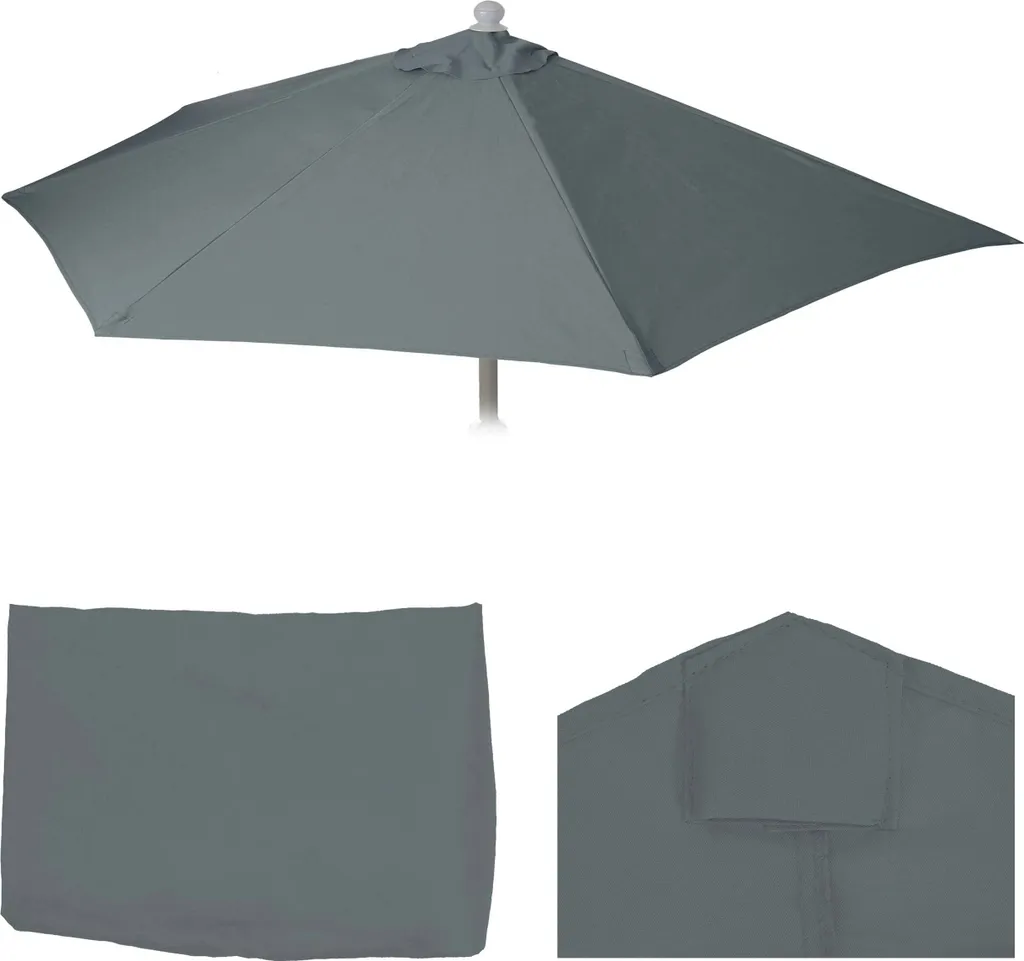 Ersatz-Bezug Für Sonnenschirm Halbrund Parla, Sonnenschirmbezug Ersatzbezug, 300cm Stoff/Textil UV 50+ 3kg Anthrazit 1 Ersatz-Bezug Für Sonnenschirm Halbrund Parla, Sonnenschirmbezug Ersatzbezug, 300cm Stoff/Textil UV 50+ 3kg Anthrazit