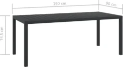 VidaXL Garten-Esstisch WPC Aluminium 185 X 90 X 74 Cm Schwarz -Stil Beet Verkaufsgeschäft d492a91afb0655a7662169baccb89012