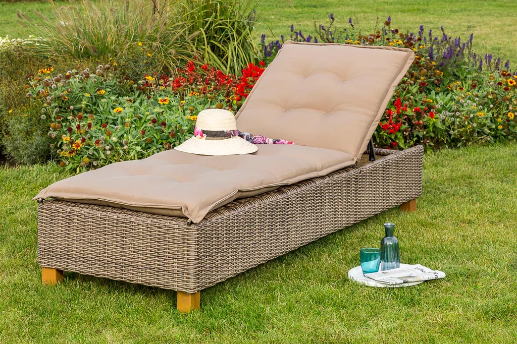 Merxx Gartenliege Toskana Verstellbar Aluminium, Kunststoffgeflecht, Akazie Natur 200 Cm X 80 Cm X 34 Cm 5 Merxx Gartenliege Toskana Verstellbar Aluminium, Kunststoffgeflecht, Akazie Natur 200 Cm X 80 Cm X 34 Cm - Image 5