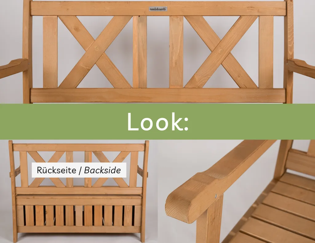 Needs&wants® Gartenbank Holz Wetterfest Mit Stauraum Und Abdeckung, 2-Sitzer Truhenbank Holzbank Klassisch, Parkbank Sitzbank Massiv Garten Outdoor Mit Truhe, 115x58x85 Cm, Naturholz Massivholz, Dunkel-braun 10 Needs&wants® Gartenbank Holz Wetterfest Mit Stauraum Und Abdeckung, 2-Sitzer Truhenbank Holzbank Klassisch, Parkbank Sitzbank Massiv Garten Outdoor Mit Truhe, 115x58x85 Cm, Naturholz Massivholz, Dunkel-braun - Image 10