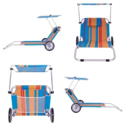 VCM Strandliege Sonnenliege Transportliege Gartenliege Mit Räder Und Sonnendach Bunt -Stil Beet Verkaufsgeschäft d4cd61d039eb5c1df302dcd4c7fd9d6c
