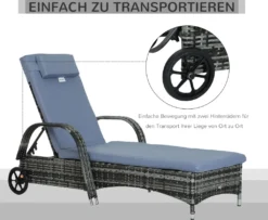 Outsunny Gartenliege Sonnenliege Rattanliege Gartenmöbel Liege Mobil Mit Kissen, Polyrattan+Metall, Grau, 200 X 73 X 30-103 Cm -Stil Beet Verkaufsgeschäft d4e82d606bb29f0d26c616dd693cc1bb