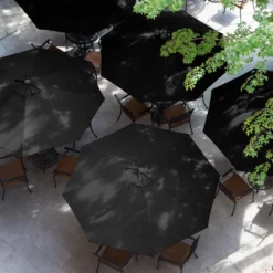 ECD Germany Sonnenschirm Rund Mit Kurbel, Ø 300 Cm, Schwarz, Aus Polyester, Wasserabweisende Bespannung, Sonnenschutz UV50+, Neigbar, Knickbar, Marktschirm Ampelschirm Gartenschirm Kurbelschirm Terrassenschirm -Stil Beet Verkaufsgeschäft d6740a4b6d54cd82787442b69d5fb91d