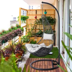 Mirjan24 Hängesessel Boho, Stilvoll Hängestuhl, Gartensessel Mit Stahlskelett, Hängekorb, Kokon (Farbe: Grau, Kissen: Grau) 13 Mirjan24 Hängesessel Boho, Stilvoll Hängestuhl, Gartensessel Mit Stahlskelett, Hängekorb, Kokon (Farbe: Grau, Kissen: Grau) -Stil Beet Verkaufsgeschäft d68409f5aaa59feb918eb94033827a2f