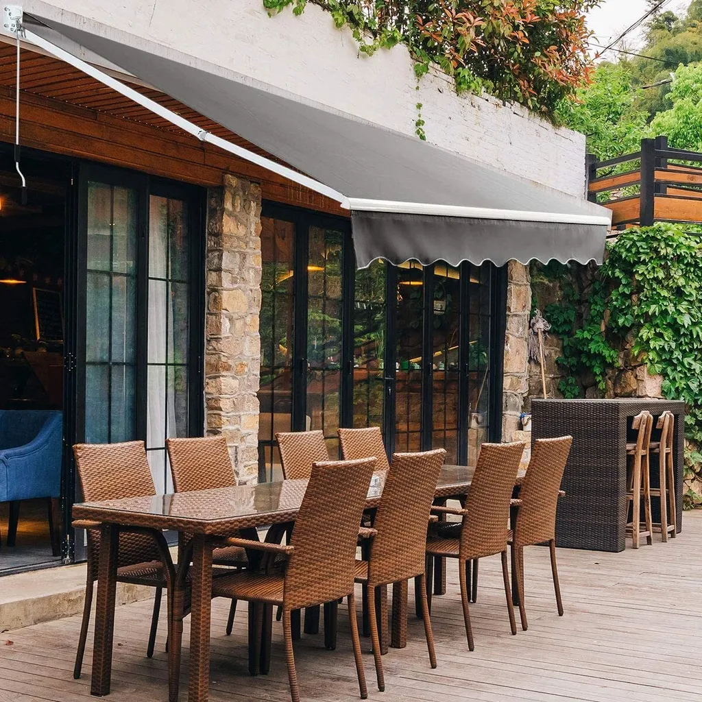 COSTWAY 2,5x2m Gelenkarmmarkise Sonnenmarkise Mit UV- & Wasserbeständigem Material, Aluminiumrahmen & -kurbel Grau 1 COSTWAY 2,5x2m Gelenkarmmarkise Sonnenmarkise Mit UV- & Wasserbeständigem Material, Aluminiumrahmen & -kurbel Grau