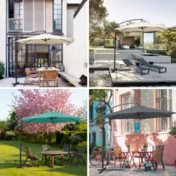 Wolketon 3m-3.5m Sonnenschirm Neigbar Ampelschirm Balkonschirm Marktschirm UV40+ Gartenschirm,Grau,3m -Stil Beet Verkaufsgeschäft d8a21f9becc312263d99f9a6c2f39865