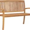 VidaXL Stapelbare 2-Sitzer Gartenbank 128,5 Cm Massivholz Teak