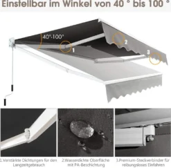 COSTWAY 2,5x2m Gelenkarmmarkise Sonnenmarkise Mit UV- & Wasserbeständigem Material, Aluminiumrahmen & -kurbel Grau 9 COSTWAY 2,5x2m Gelenkarmmarkise Sonnenmarkise Mit UV- & Wasserbeständigem Material, Aluminiumrahmen & -kurbel Grau -Stil Beet Verkaufsgeschäft da7c8fe21974b67b3865e671e2491319