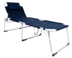 XXL Sonnenliege Dreibeinliege Gartenliege Dunkelblau Gepolstert