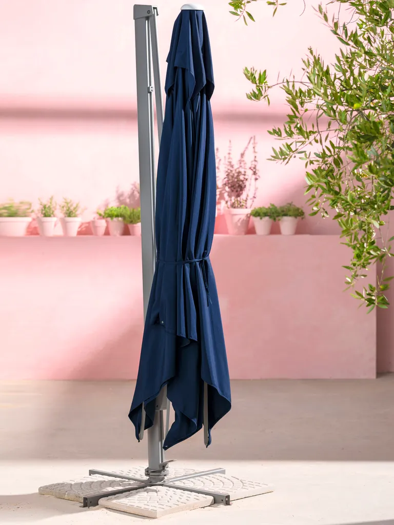 Dehner Ampelschirm Zypern, Eckig, Mit UV-Schutz 80+, 264 X 300 X 300 Cm, Aluminium/Polyester/Stahl, Dunkelblau 8 Dehner Ampelschirm Zypern, Eckig, Mit UV-Schutz 80+, 264 X 300 X 300 Cm, Aluminium/Polyester/Stahl, Dunkelblau - Image 8