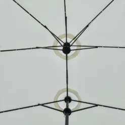 Outsunny Sonnenschirm Mit LED Solar 4,5m Doppelsonnenschirm Gartenschirm Marktschirm Terrassenschirm Oval Schwarz+Cremeweiß -Stil Beet Verkaufsgeschäft dbec92f9d7f536b2dcde683a903264c5