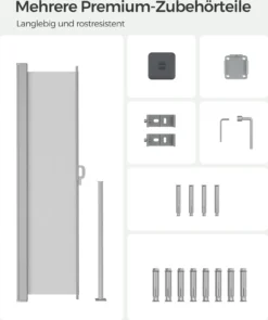 SONGMICS Seitenmarkise,Markise,160 X 350 Cm, Ausziehbar, Aus 220 G/m² Polyester, Sichtschutz, Sonnenschutz, Blickdicht, Seitenrollo, Für Balkon, Terrasse, Garten, Hellgrau ASG565G03 -Stil Beet Verkaufsgeschäft dc5c86db9e62152d595947697ac4eb78
