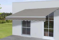 Alu-Markise H792, Gelenkarmmarkise Sonnenschutz 5x3m Polyester, Grau-braun