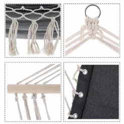 Detex Hängesessel 150kg Hängesitz Sitzpolster Atmungsaktiv Boho Style Geflochten Hängestuhl Hängeschaukel Hängematte Outdoor Indoor Garten, Farbe:Grau -Stil Beet Verkaufsgeschäft dd42a8cf56686cf95ba0fcf8b9f496bf