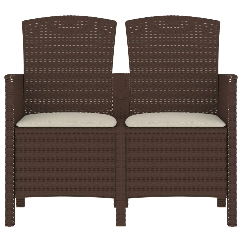 VidaXL 2-Sitzer Gartenbank Mit Kissen PP Rattan Braun 3 VidaXL 2-Sitzer Gartenbank Mit Kissen PP Rattan Braun - Image 3