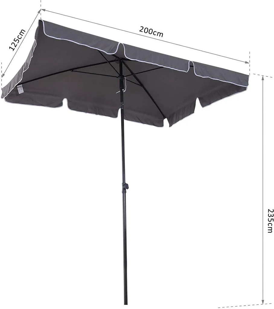 Outsunny Sonnenschirm Gartenschirm Strandschirm Balkonschirm Schirm Sonnenschutz Knickbar (Grau+Schwarz) 6 Outsunny Sonnenschirm Gartenschirm Strandschirm Balkonschirm Schirm Sonnenschutz Knickbar (Grau+Schwarz) - Image 6