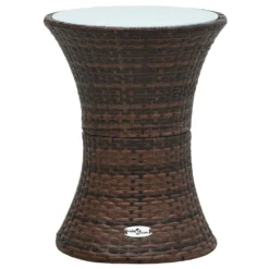 VidaXL Garten-Beistelltisch Trommelform Braun Poly Rattan