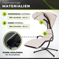 Tillvex Hängeliege Beige Mit Gestell Schwebeliege Schwingliege Gartenliege Sonnenliege Garten -Stil Beet Verkaufsgeschäft dfe51bc345155edf259c108723452847