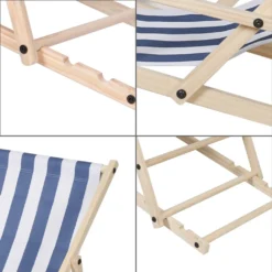 Wolketon Gartenliege Klappbar Holz Liegestuhl Mit Armlehnen Und Kopfkissen Abnehmbarem Strandliege Fuer Den Garten, Terrasse Und Balkon 120 Kg Max.(Blau-Weiss-gestreift) -Stil Beet Verkaufsgeschäft e092a9fccb62c4d18014cc0f4d7c64d6