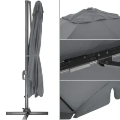 Tectake Sonnenschirm Ampelschirm 424cm Mit Fußpedal - Grau -Stil Beet Verkaufsgeschäft e0e7b13f8637763f480e789910cdf9c0