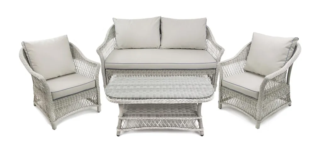 Gartenmöbel Set 4tlg. Rattan Grau 4 Gartenmöbel Set 4tlg. Rattan Grau - Image 4