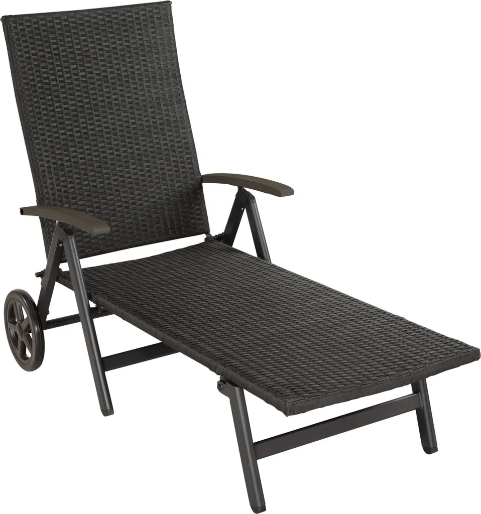 Tectake Rollliege Rattan Auckland Klappbar Mit Aluminiumgestell - Schwarz 3 Tectake Rollliege Rattan Auckland Klappbar Mit Aluminiumgestell - Schwarz - Image 3