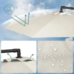 SONGMICS Sonnenschirm, Ø 300 Cm, Mit Ständer, Sonnenschutz UV-Schutz Bis UPF 50+, Mit Kurbel Zum Öffnen Und Schließen, Beige GPU116M01 -Stil Beet Verkaufsgeschäft e24012c59fba1e625eb3af30ad7356cd