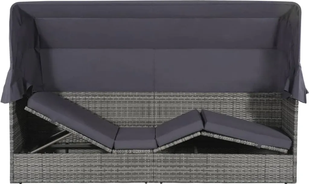 VidaXL Gartenbett Mit Baldachin Grau 205×62 Cm Poly Rattan 4 VidaXL Gartenbett Mit Baldachin Grau 205×62 Cm Poly Rattan - Image 4