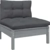 VidaXL Garten-Mittelsofa Mit Anthrazit Kissen Grau Massivholz Kiefer