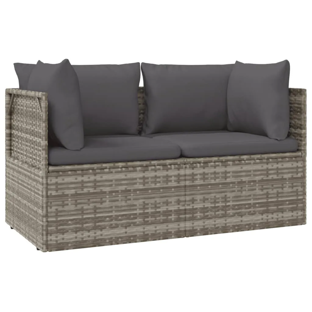 VIDAXL Gartensofa 2-Sitzer Mit Kissen Grau Poly Rattan 2 VIDAXL Gartensofa 2-Sitzer Mit Kissen Grau Poly Rattan - Image 2