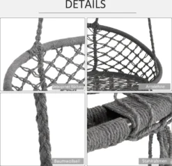 Outsunny Hängesessel Hängestuhl 2-Sitzer Mit Aufhängen Deckenhaken Hängelounger Schwebeliege Doppelliege Doppellounge Lounge Für 2 Personen Grau 130 X 70 X 35 Cm -Stil Beet Verkaufsgeschäft e3581dd914433339f30fc411433b83bc